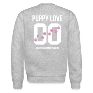 Pink Puppy Love Crewneck Sweatshirt - heather gray