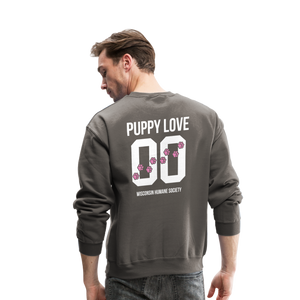 Pink Puppy Love Crewneck Sweatshirt - asphalt gray
