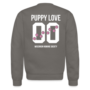 Pink Puppy Love Crewneck Sweatshirt - asphalt gray