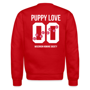 Pink Puppy Love Crewneck Sweatshirt - red
