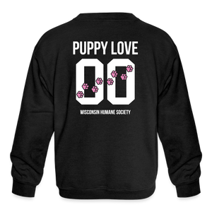 Pink Puppy Love Kids' Crewneck Sweatshirt - black