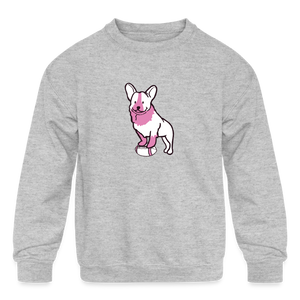 Pink Puppy Love Kids' Crewneck Sweatshirt - heather gray