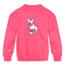 Load image into Gallery viewer, Pink Puppy Love Kids&#39; Crewneck Sweatshirt - neon pink