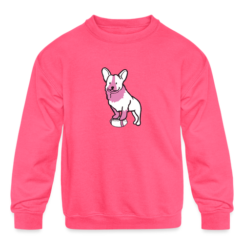 Pink Puppy Love Kids' Crewneck Sweatshirt - neon pink