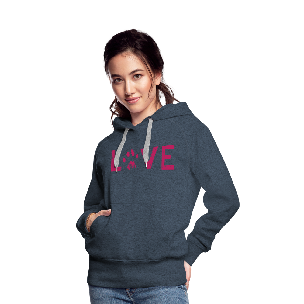 
                  
                    Love Pawprint Contoured Premium Hoodie - heather denim
                  
                