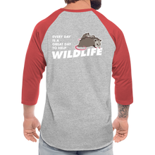 Load image into Gallery viewer, WHS Wildlife Baseball T-Shirt - heather gray/red