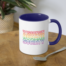 Load image into Gallery viewer, WHS Pride Rainbow Contrast Coffee Mug - white/cobalt blue