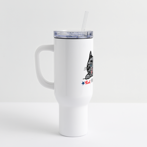 Red White & Mew 40 oz Travel Tumbler - white