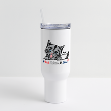 Load image into Gallery viewer, Red White &amp; Mew 40 oz Travel Tumbler - white