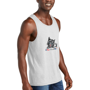 Red White & Mew Tri-Blend Organic Tank - white