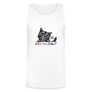 Red White & Mew Tri-Blend Organic Tank - white