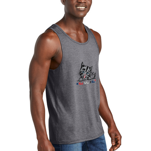 Red White & Mew Tri-Blend Organic Tank - heather gray