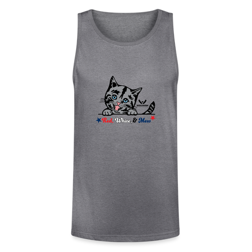 Red White & Mew Tri-Blend Organic Tank - heather gray