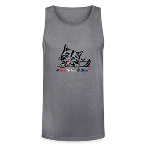 Red White & Mew Tri-Blend Organic Tank - heather gray