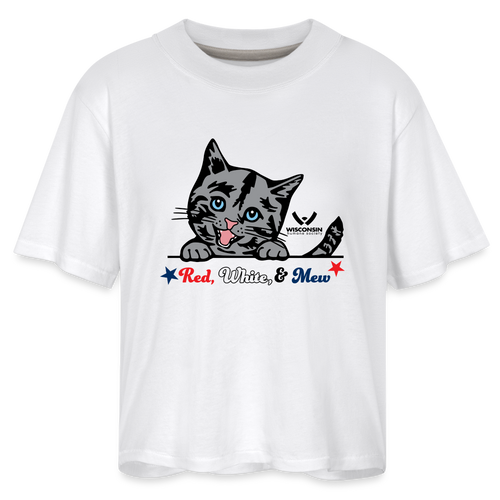 Red White & Mew Boxy Tee - white