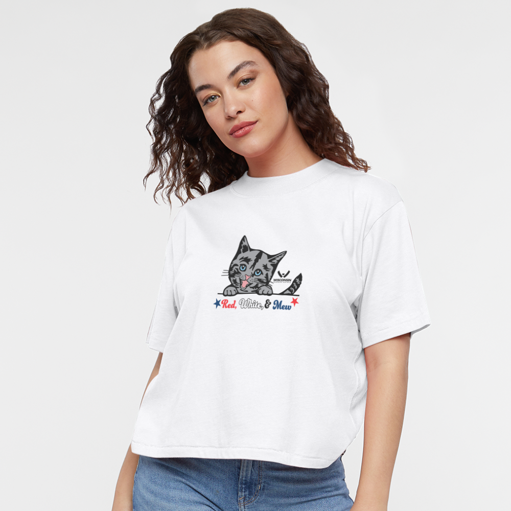 Red White & Mew Boxy Tee - white