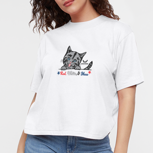 Red White & Mew Boxy Tee - white