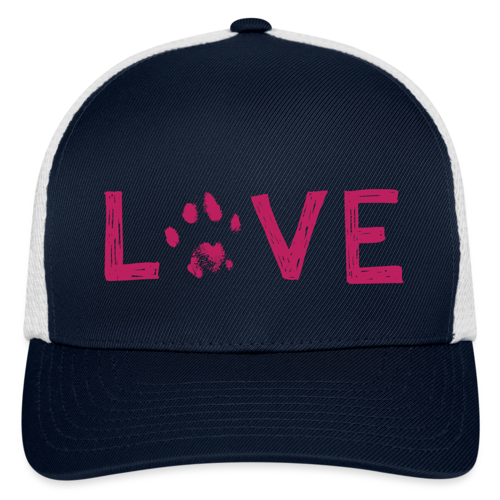 Love Pawprint Flexfit Baseball Cap - navy/white