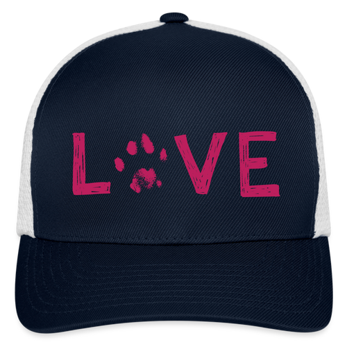 Love Pawprint Flexfit Baseball Cap - navy/white