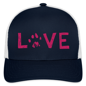 Love Pawprint Flexfit Baseball Cap - navy/white