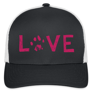 Love Pawprint Flexfit Baseball Cap - dark gray/white