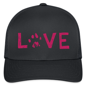 Love Pawprint Flexfit Baseball Cap - charcoal