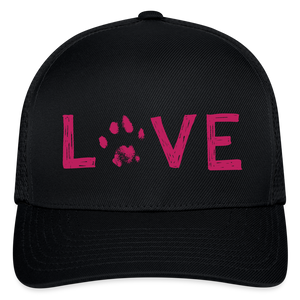 Love Pawprint Flexfit Baseball Cap - black