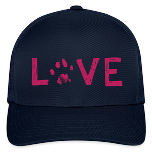 Love Pawprint Flexfit Baseball Cap - navy