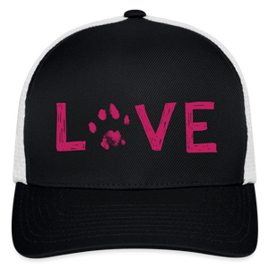 Love Pawprint Flexfit Baseball Cap - black/white