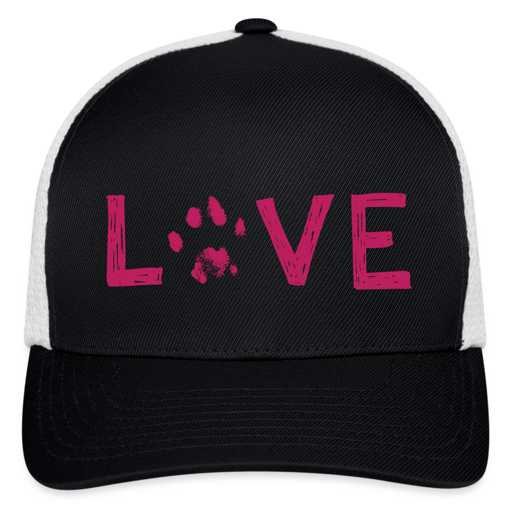 Love Pawprint Flexfit Baseball Cap - black/white