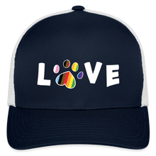 Load image into Gallery viewer, Pride Love Flexfit Baseball Cap - navy/white