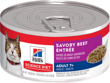 Load image into Gallery viewer, Hill&#39;s Science Diet Adult 7+ Savory Beef Entree Canned Cat Food