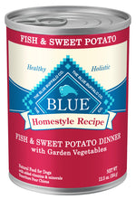 Load image into Gallery viewer, Blue Buffalo Homestyle Recipe Adult Fish &amp; Sweet Potato Dinner with Garden Vegetables Canned Dog Food