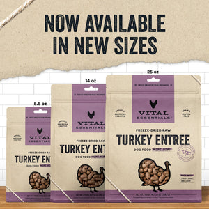 Vital Essentials Freeze Dried Grain Free Turkey Mini Nibs Entree for Dogs Food