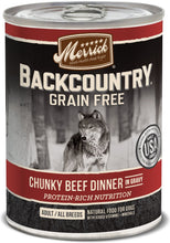 Load image into Gallery viewer, Merrick Backcountry Grain Free Chunky Beef Canned Dog Food