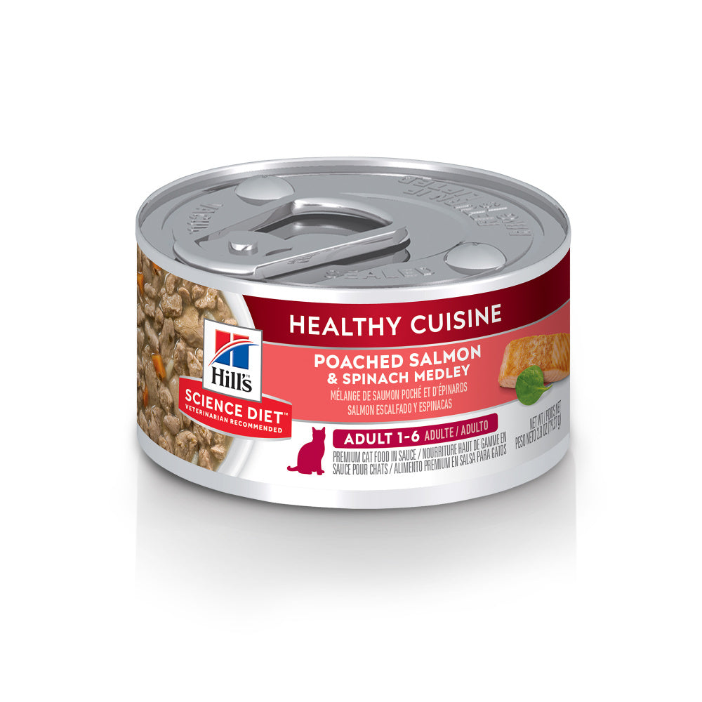 Hill's Science Diet Healthy Cuisine Adult Poached Salmon & Spinach Medley Canned Cat Food