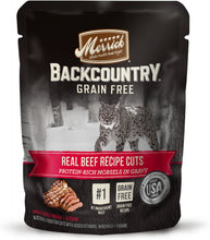 Load image into Gallery viewer, Merrick Backcountry Grain Free Real Beef Cuts Recipe Cat Food Pouch