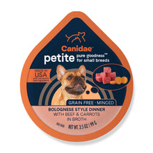 Load image into Gallery viewer, Canidae Grain Free PURE Petite Small Breed Bolognese Style Dinner Minced with Beef and Carrots in Broth Wet Dog Food
