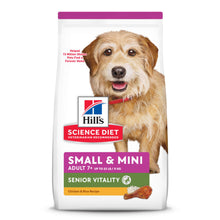 Load image into Gallery viewer, Hill&#39;s Science Diet Adult 7+ Senior Vitality Small &amp; Mini Chicken &amp; Rice Recipe Dog Food