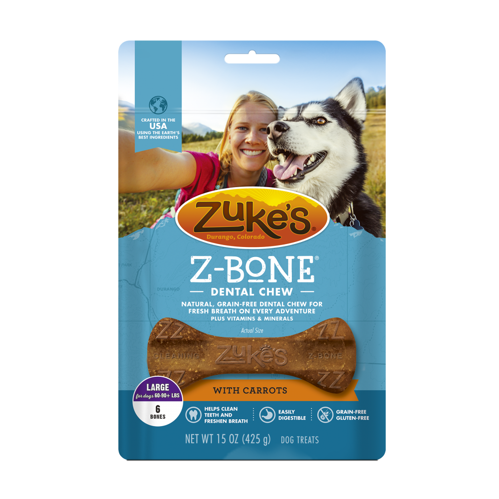 Zukes Z-Bones Grain Free Clean Carrot Crisp Dental Dog Treats