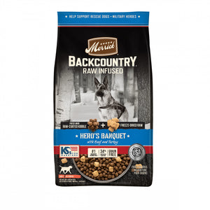 Merrick Backcountry Grain Free Dry Adult Dog Food, Kibble With Freeze Dried Raw Pieces Heros Banquet Recipe