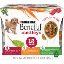 Load image into Gallery viewer, Beneful Medley Variety Pack Mediterranean, Romana, Tuscan Canned Dog food