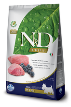 Load image into Gallery viewer, Farmina Prime N&amp;D Natural &amp; Delicious Grain Free Mini Adult Lamb &amp; Blueberry Dry Dog Food