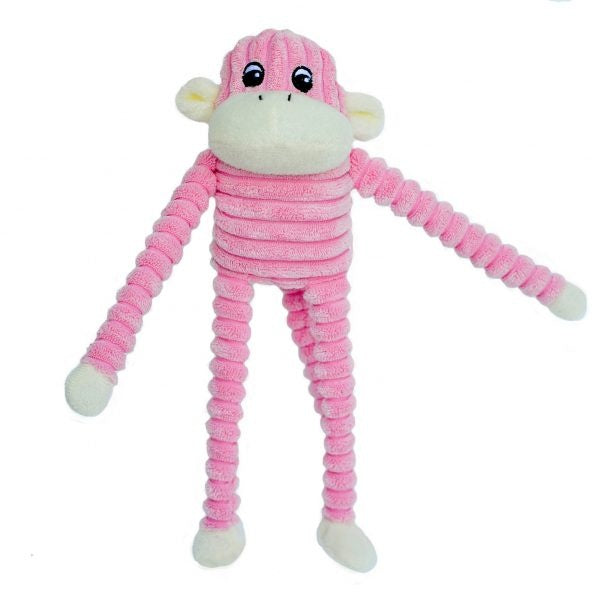 ZippyPaws Pink Spencer Crinkle Monkey Small Plush Dog Toy