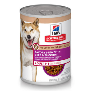 Hill's Science Diet Adult Savory Stew with Beef & Zucchini No Corn, Wheat, Soy Canned Dog Food