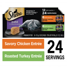 Load image into Gallery viewer, Sheba Pate Variety Pack Savory Chicken &amp; Roasted Turkey Entres Perfect Portions Twin Pack Wet Cat Food