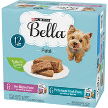 Load image into Gallery viewer, Purina Bella Natural Small Breed Pate Variety Pack Filet Mignon &amp; Porterhouse Steak in Juices Wet Dog Food