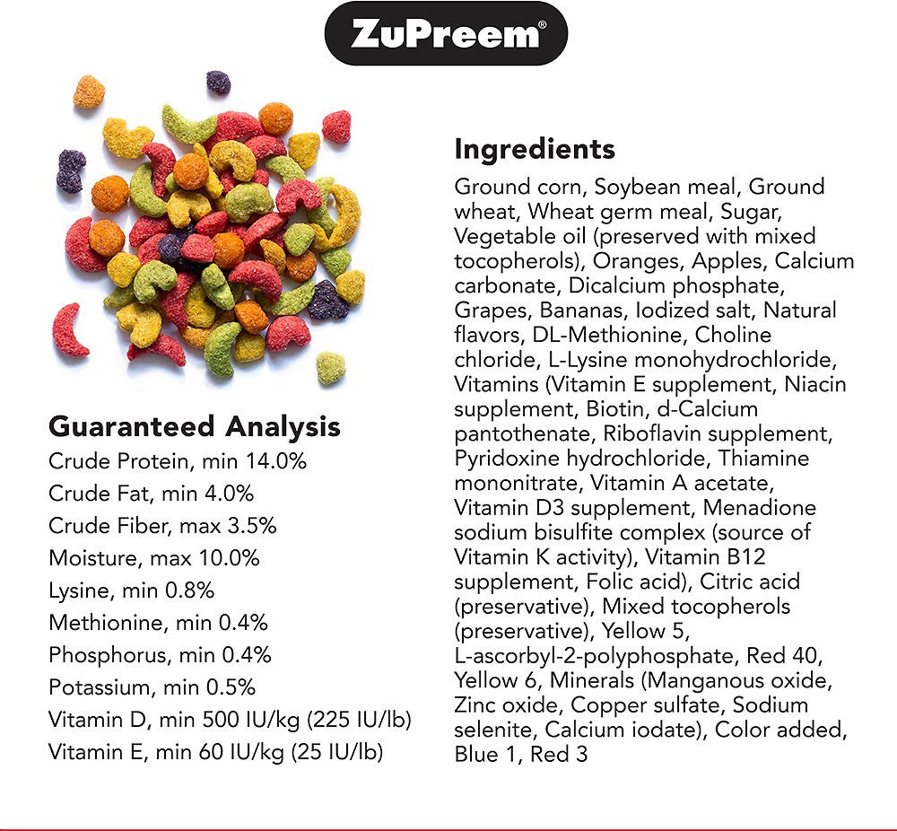 Zupreem FruitBlend Flavor Food with Natural Flavors for Parrots and Conures