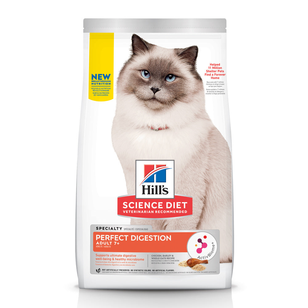 Hill's Science Diet Adult 7+ Perfect Digestion Chicken, Barley & Whole Oats Recipe Dry Cat Food