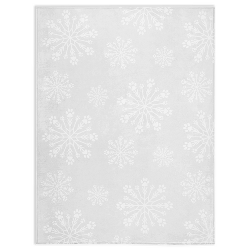Paw Snowflake Minky Blanket - White/White